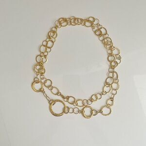 Nordstrom Necklace Gold Plated Graduated Size Hammered Circle Links 46"